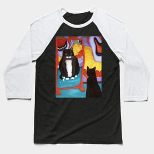 Tuxedo Cat and Fun House Mirror Baseball T-Shirt